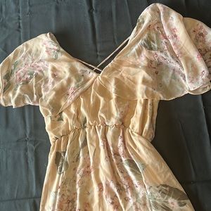 Pink floral cottage core dress